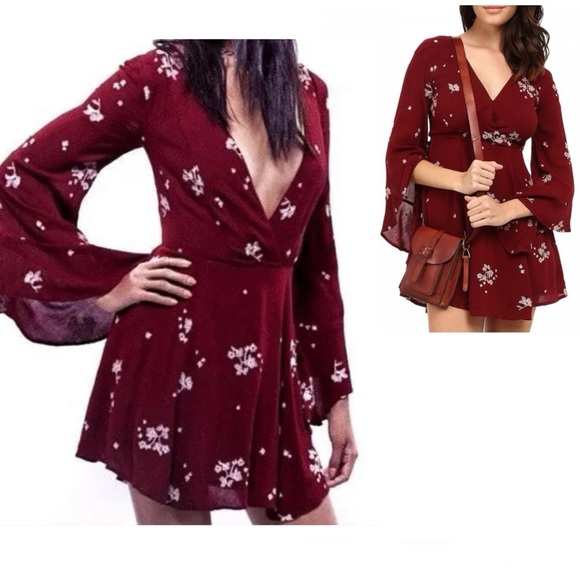 Free People Jasmine Embroidered Long Sleeve Mini Dress Size 2 - Picture 6 of 12